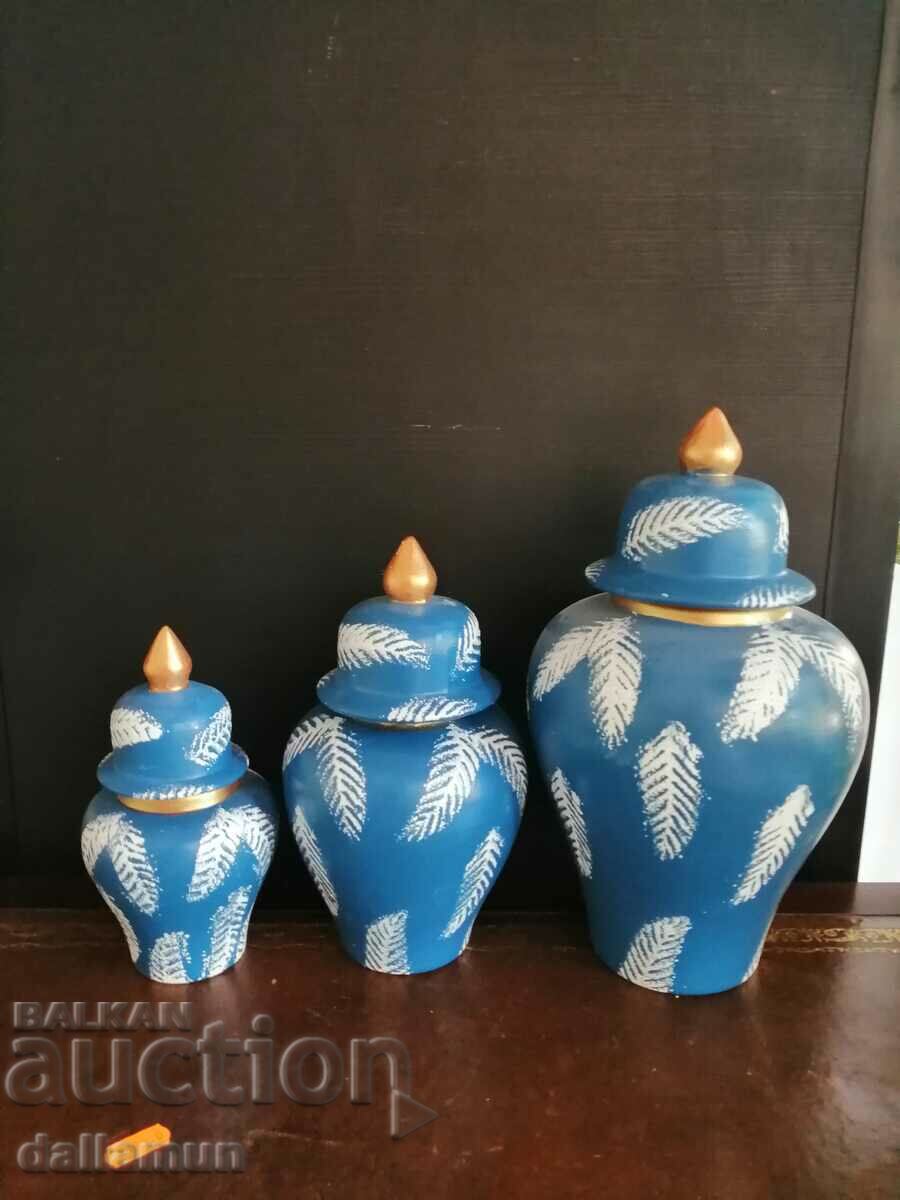 комплект керамични вази с капак - 5