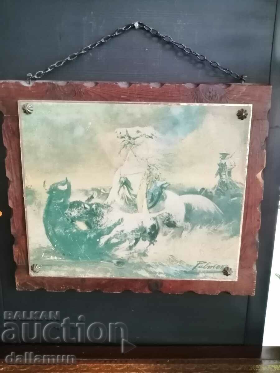 Delivery of old wooden picture print 40/48 cm Delivery of old wooden picture print 40/48 cm