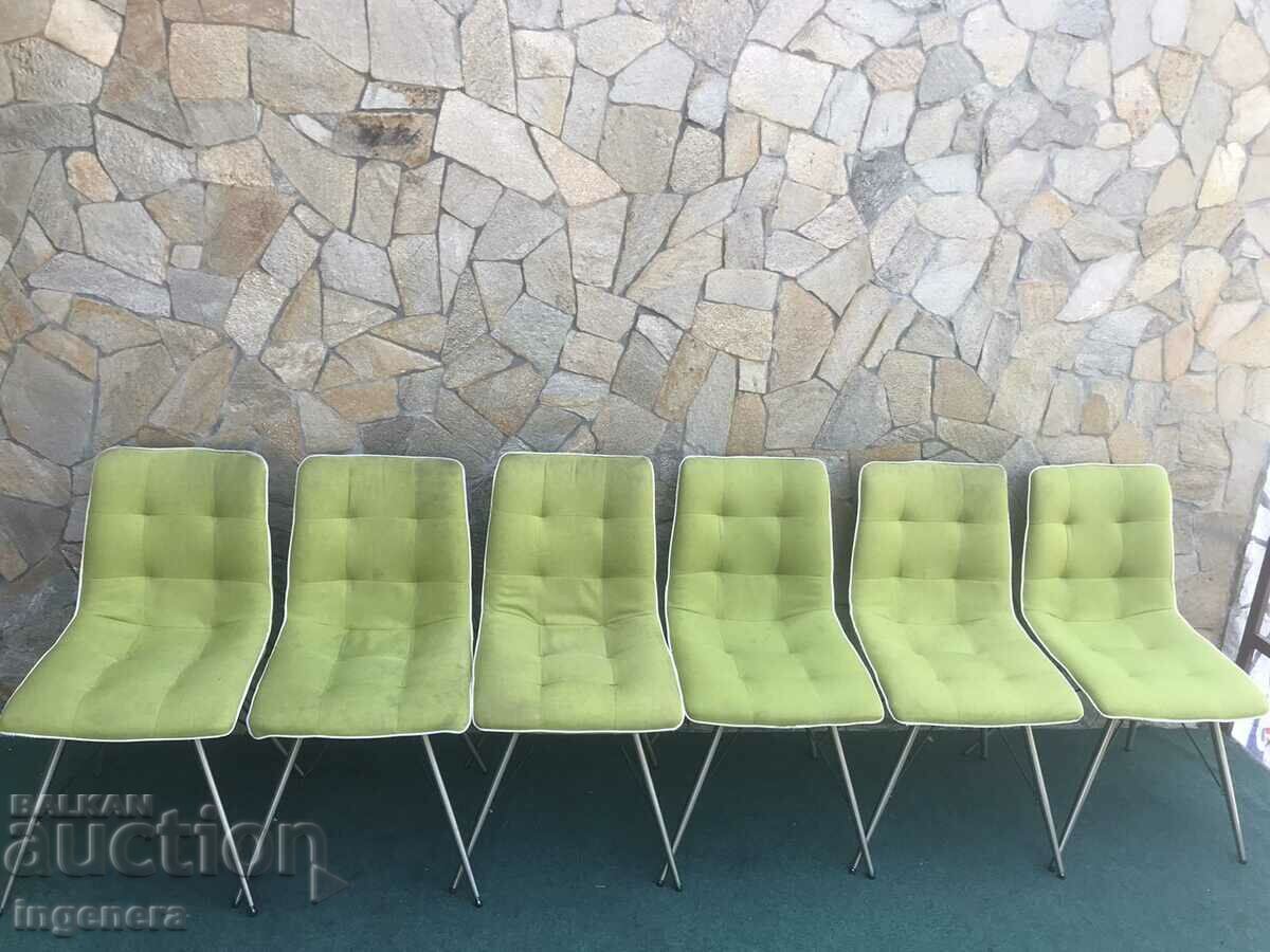 CHAIR STAINLESS STEEL AND POLYESTER DAMASK CHAIRS-6PCS