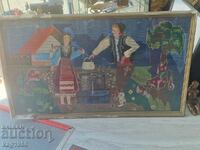 tablou tapiserie veche costume folclor poza 1 metru
