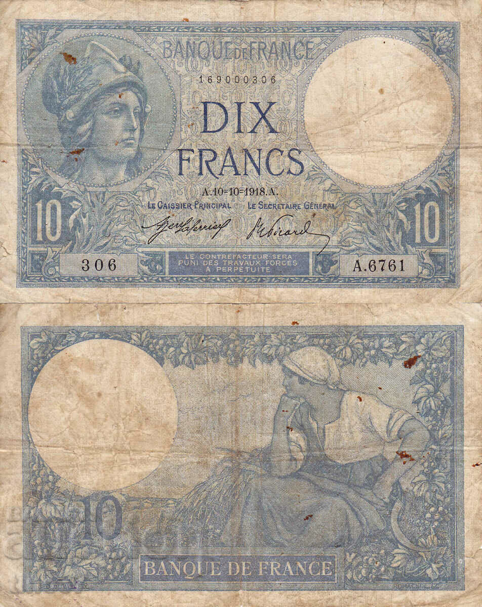 tino37- FRANCE - 10 FRANC - 1918