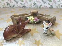 Small figurines Doe and log planter