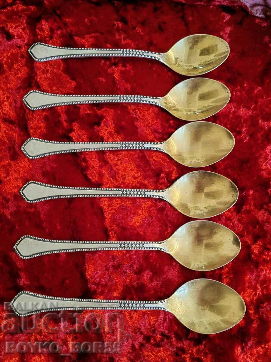 Original Russian Soc USSR Melchior Deep Silver Plated Spoons - 6 Original Russian Soc USSR Melchior Deep Silver Plated Spoons - 6