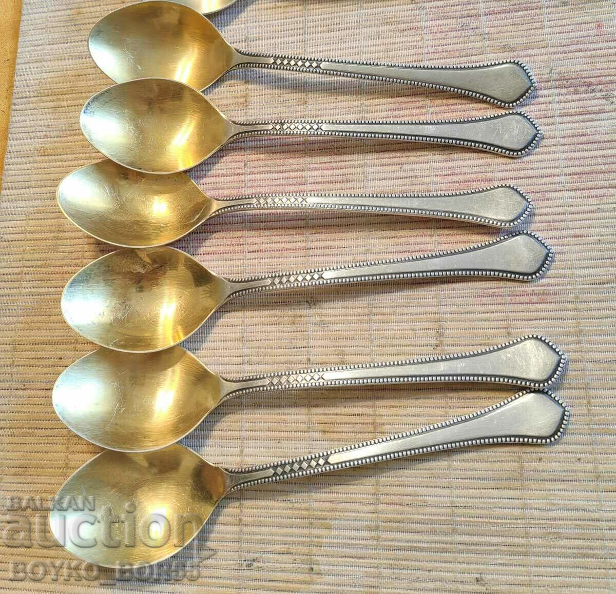 Original Russian Soc USSR Melchior Deep Silver Plated Spoons