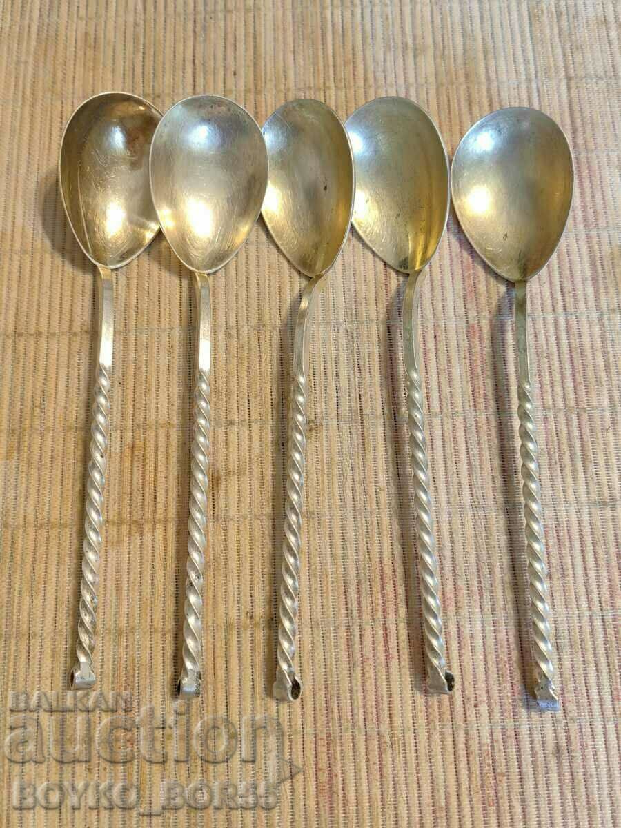 Original Russian Soc USSR Melchior Deep Silver Plated Spoons