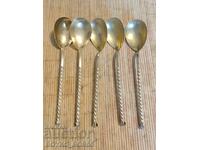 Original Russian Soc USSR Melchior Deep Silver Plated Spoons