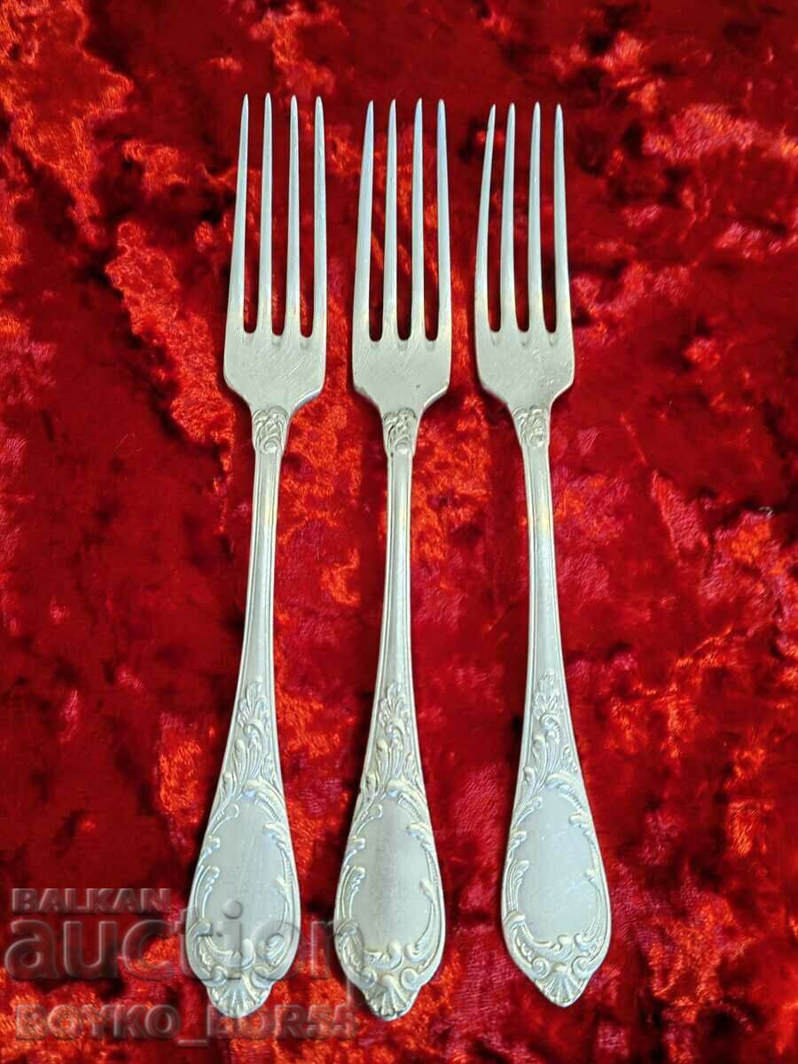 Original Russian Soc USSR Melchior Deep Silver Plated Forks - 5 Original Russian Soc USSR Melchior Deep Silver Plated Forks - 5