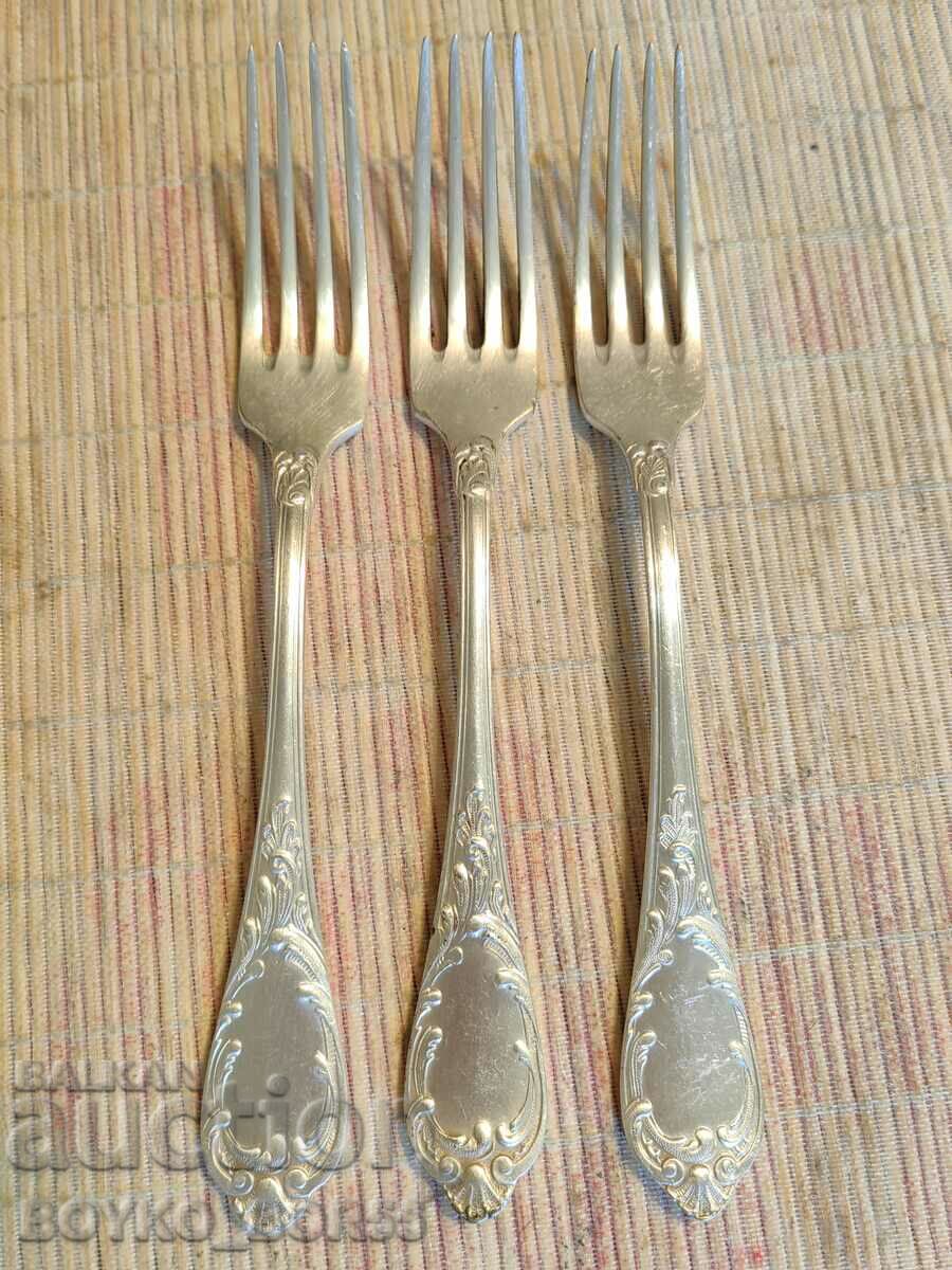 Original Russian Soc USSR Melchior Deep Silver Plated Forks