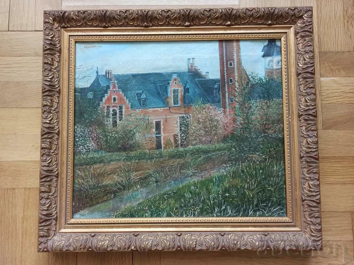 A beautiful old original oil painting in a baroque frame