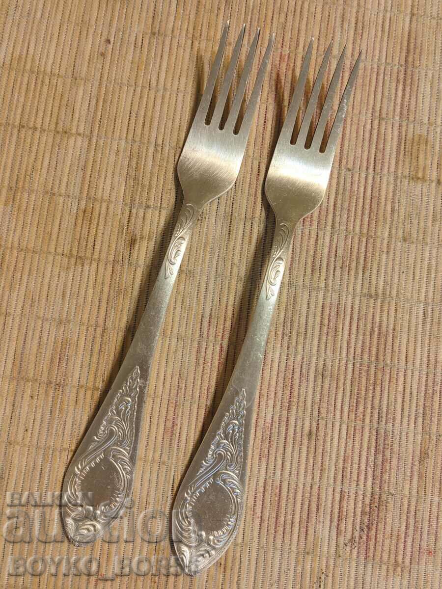 Original Russian Soc USSR Melchior Deep Silver Plated Forks