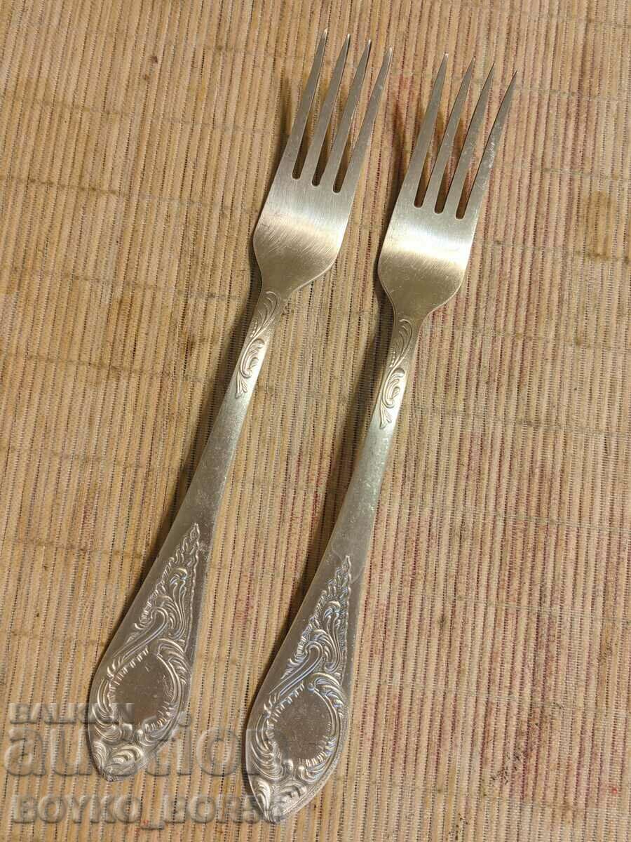 Original Russian Soc USSR Melchior Deep Silver Plated Forks