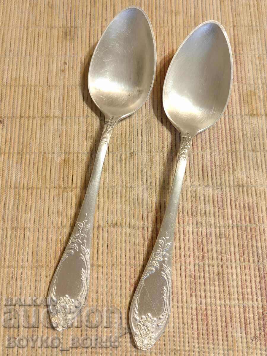 Original Russian Soc USSR Melchior Deep Silver Plated Spoons