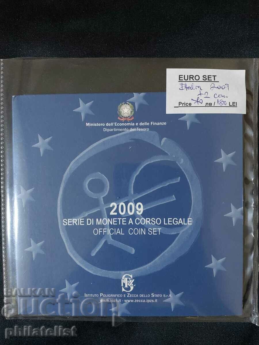 Италия 2009 - Комплектен банков евро сет + 2 евро - 9 монети