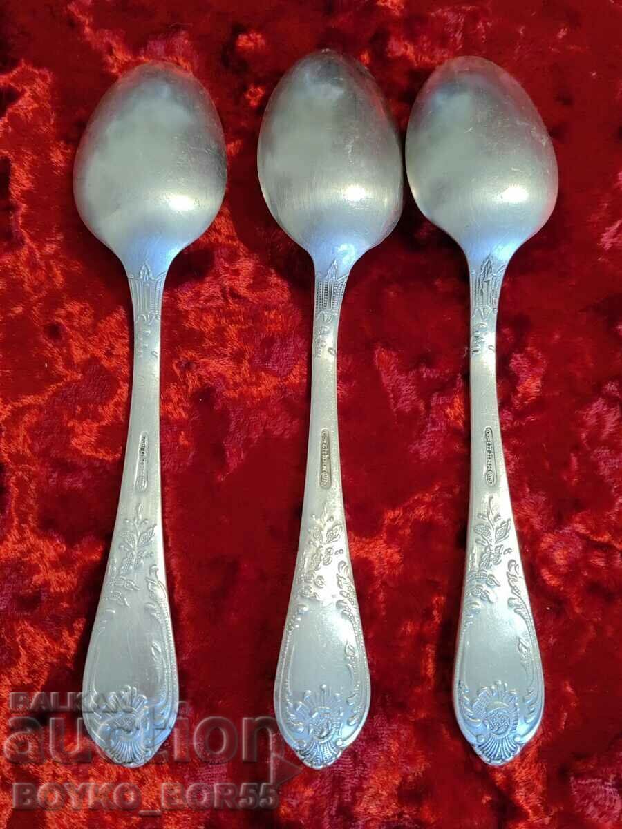 Auction Original Russian Soc USSR Melchior Deep Silver Plated Spoons Auction Original Russian Soc USSR Melchior Deep Silver Plated Spoons