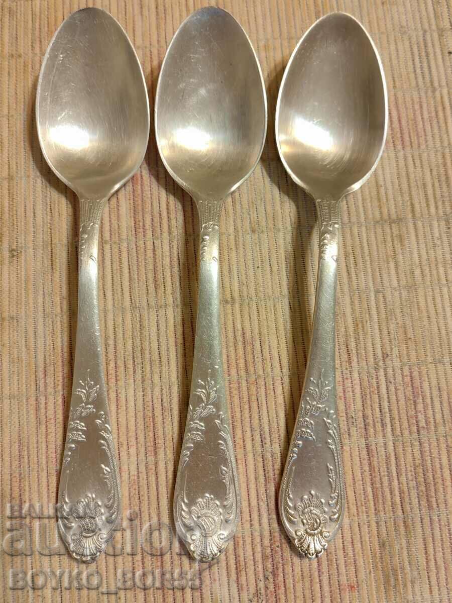 Original Russian Soc USSR Melchior Deep Silver Plated Spoons