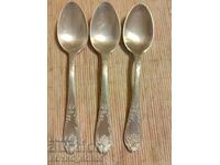 Original Russian Soc USSR Melchior Deep Silver Plated Spoons