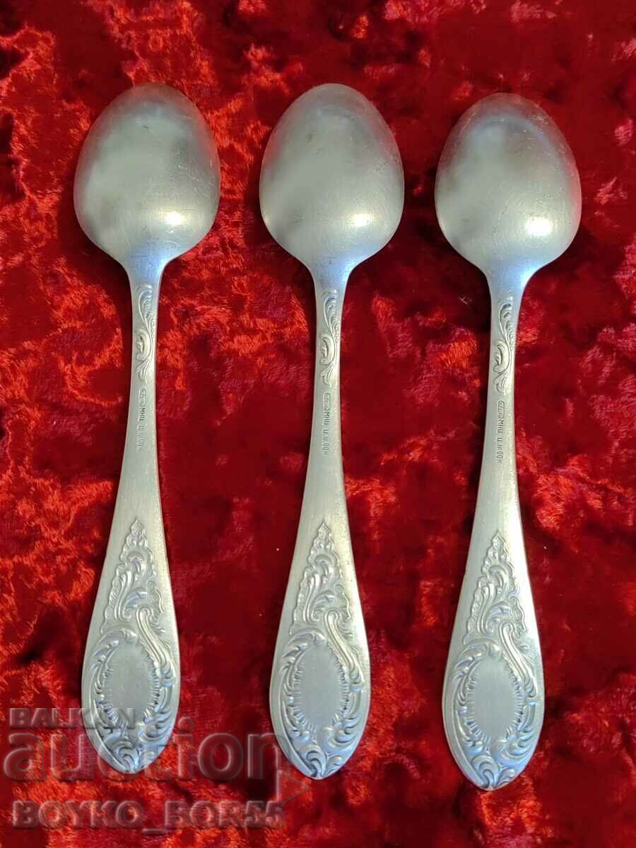 Auction Original Russian Soc USSR Melchior Deep Silver Plated Spoons Auction Original Russian Soc USSR Melchior Deep Silver Plated Spoons