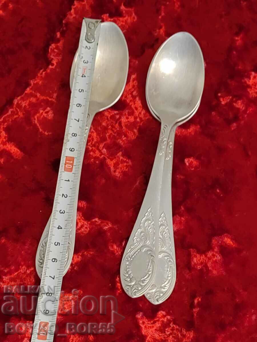 Original Russian Soc USSR Melchior Deep Silver Plated Spoons - 5 Original Russian Soc USSR Melchior Deep Silver Plated Spoons - 5