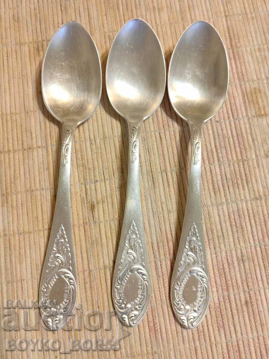 Original Russian Soc USSR Melchior Deep Silver Plated Spoons