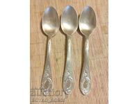 Original Russian Soc USSR Melchior Deep Silver Plated Spoons