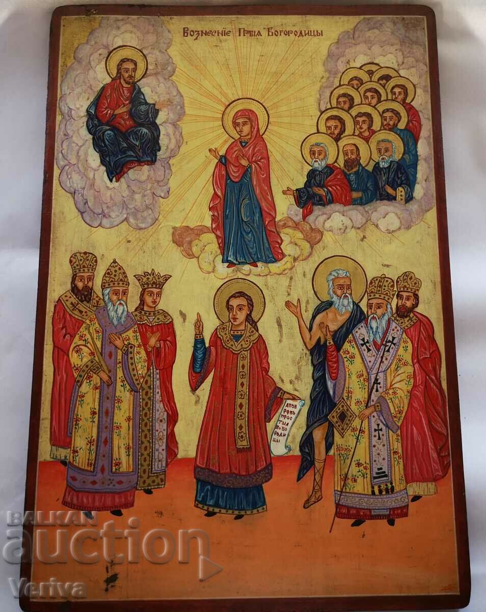 Icoana Rusă Înălțarea Fecioarei Maria, începutul secolului XX
