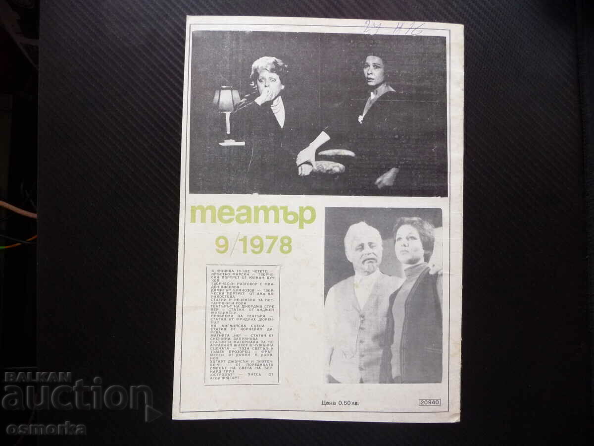 Delivery of Theater 9/1978 Nedyalko Yordanov puppet Karel Chapek Lorca scene