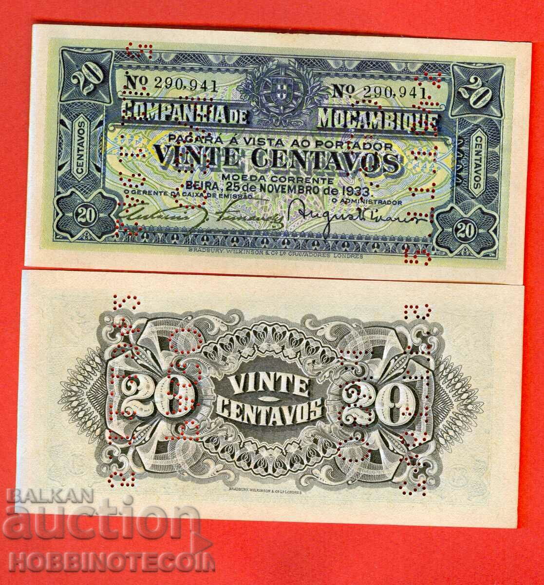 MOZAMBIC MOZAMBIC 20 număr 1933 NOU UNC