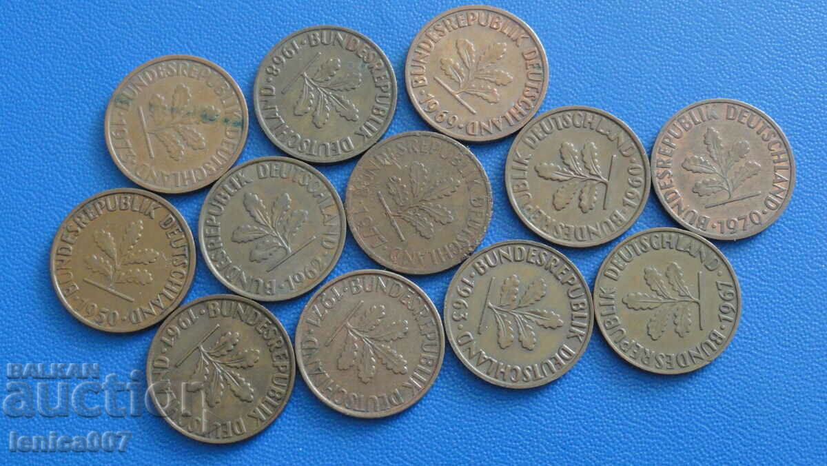 Auction Germany (FRG) - 2 pfenning (12 pieces) Auction Germany (FRG) - 2 pfenning (12 pieces)