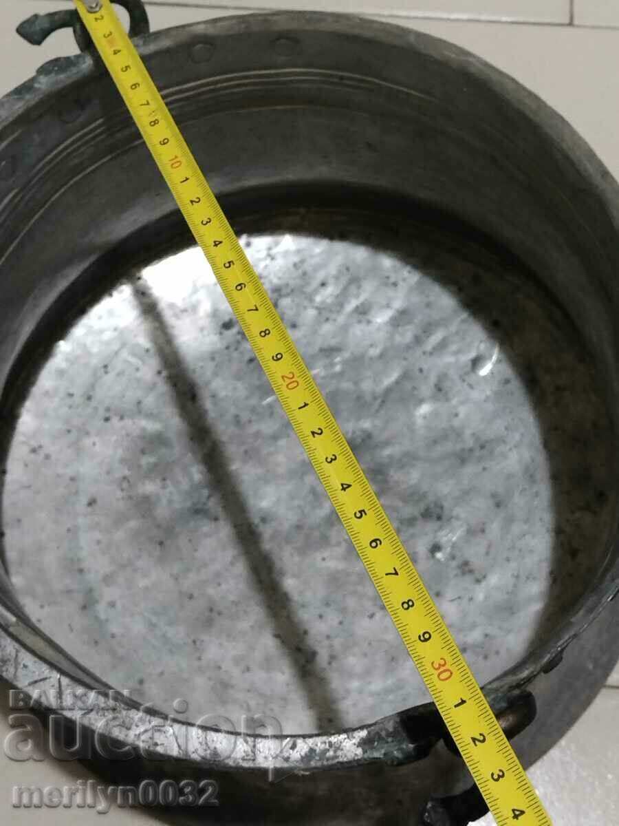 Old cauldron copper pot copper tinned coin - 5 Old cauldron copper pot copper tinned coin - 5