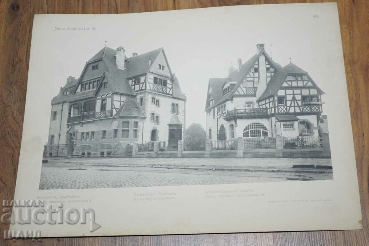 1895 Vienna Architectural lithograph of a house villa