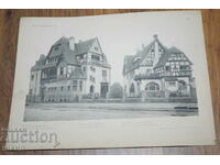 1895 Viena Litografia arhitecturală a unei vile de casă