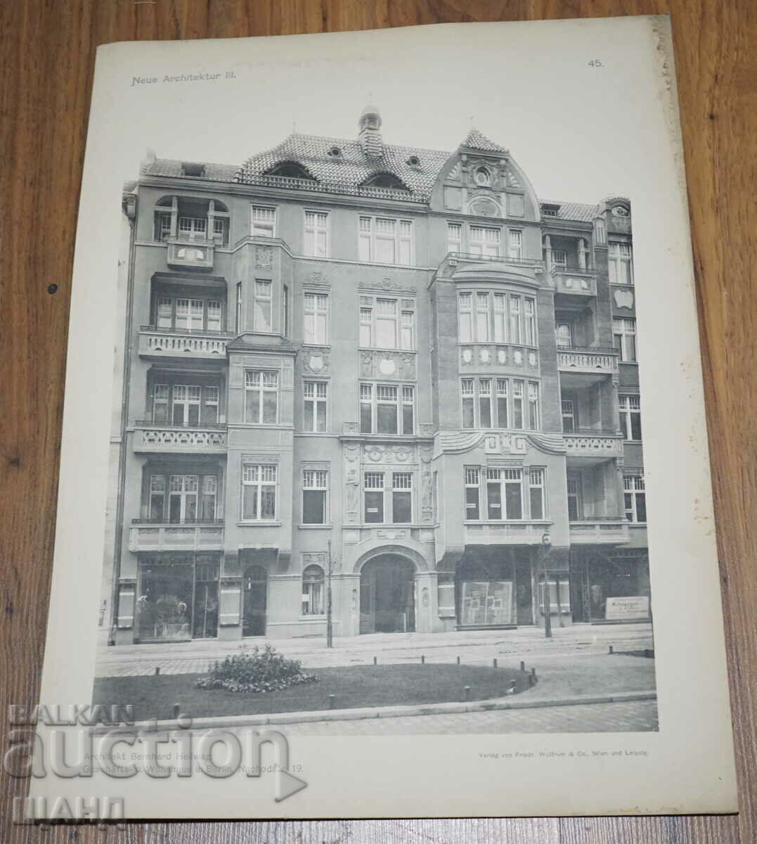 1895 Vienna Architectural lithograph of a house villa