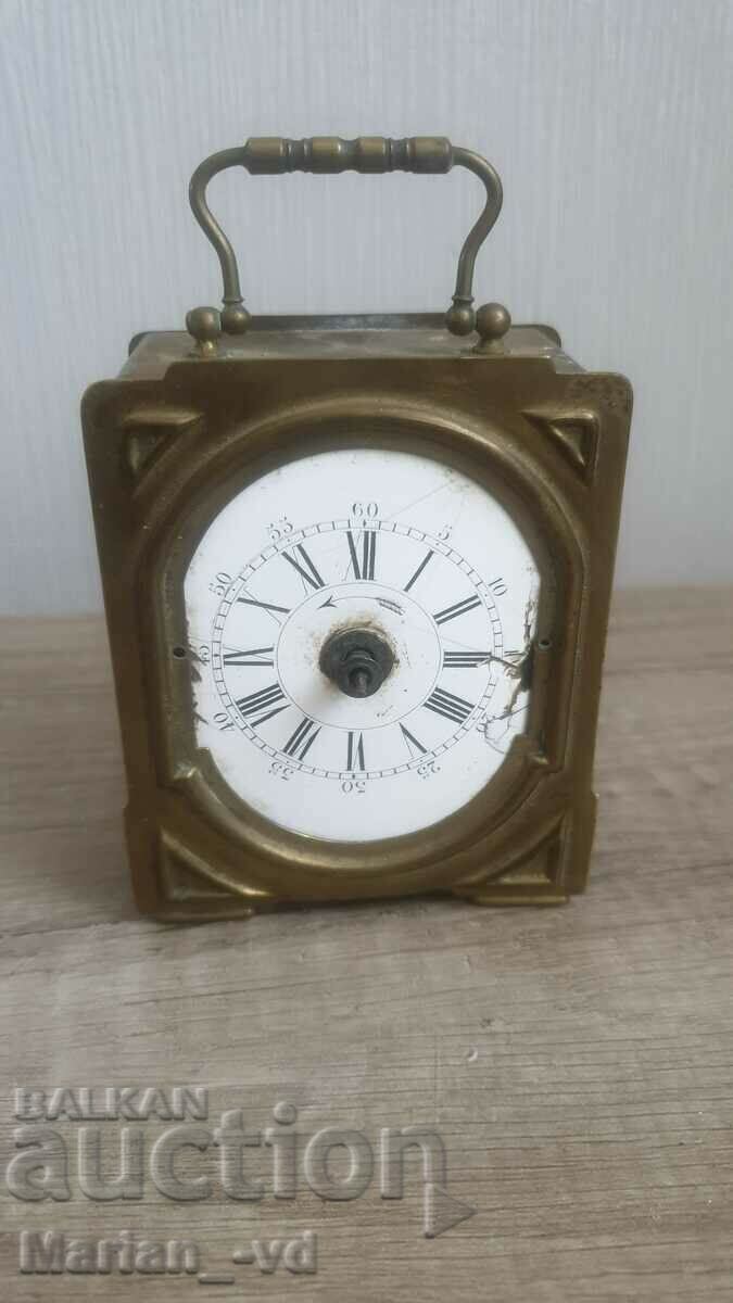 19th Century French Antique Brass Alarm Clock,
