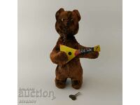 Old winding toy bear Balalaika USSR 60s #5619