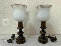 Set of two antique wooden lamps - lamp