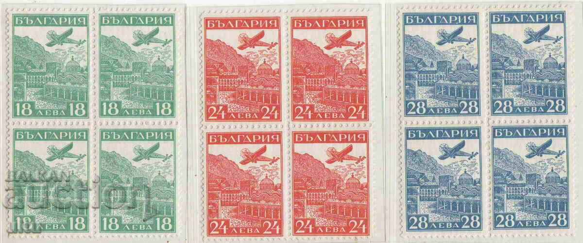 България, Michel 249-251, **, въздушна поща, каре, 1932