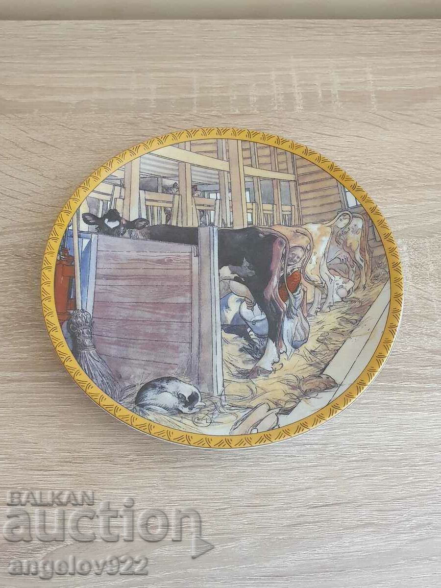 Porcelain plate with a painting by Karl Larsson