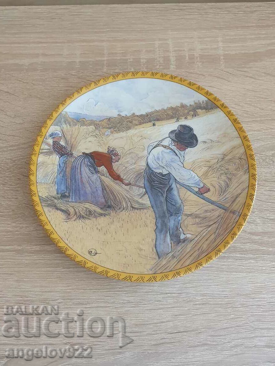 Porcelain plate with a painting by Karl Larsson