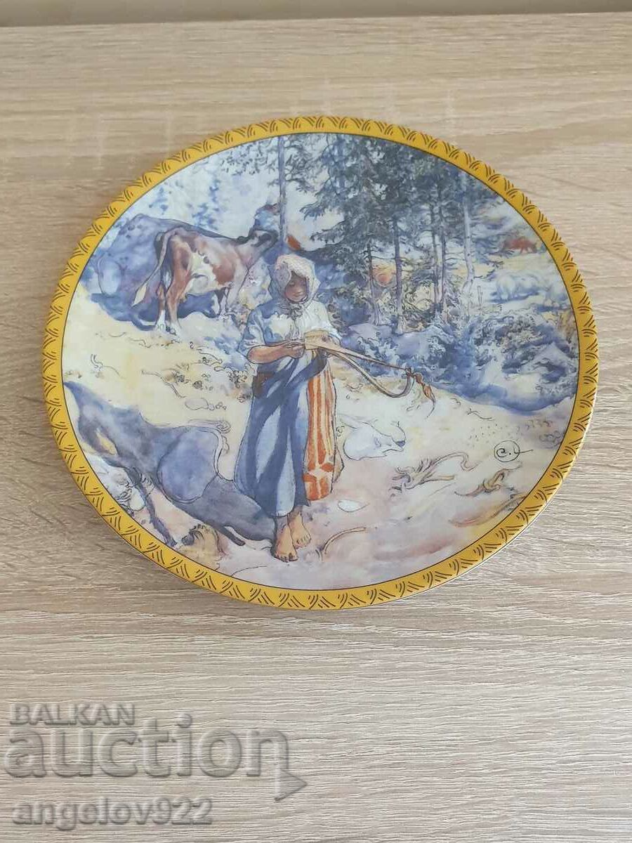 Porcelain plate with a painting by Karl Larsson