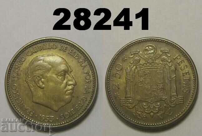 Spain 2 1/2 Pesetas 1954 (1953/54)