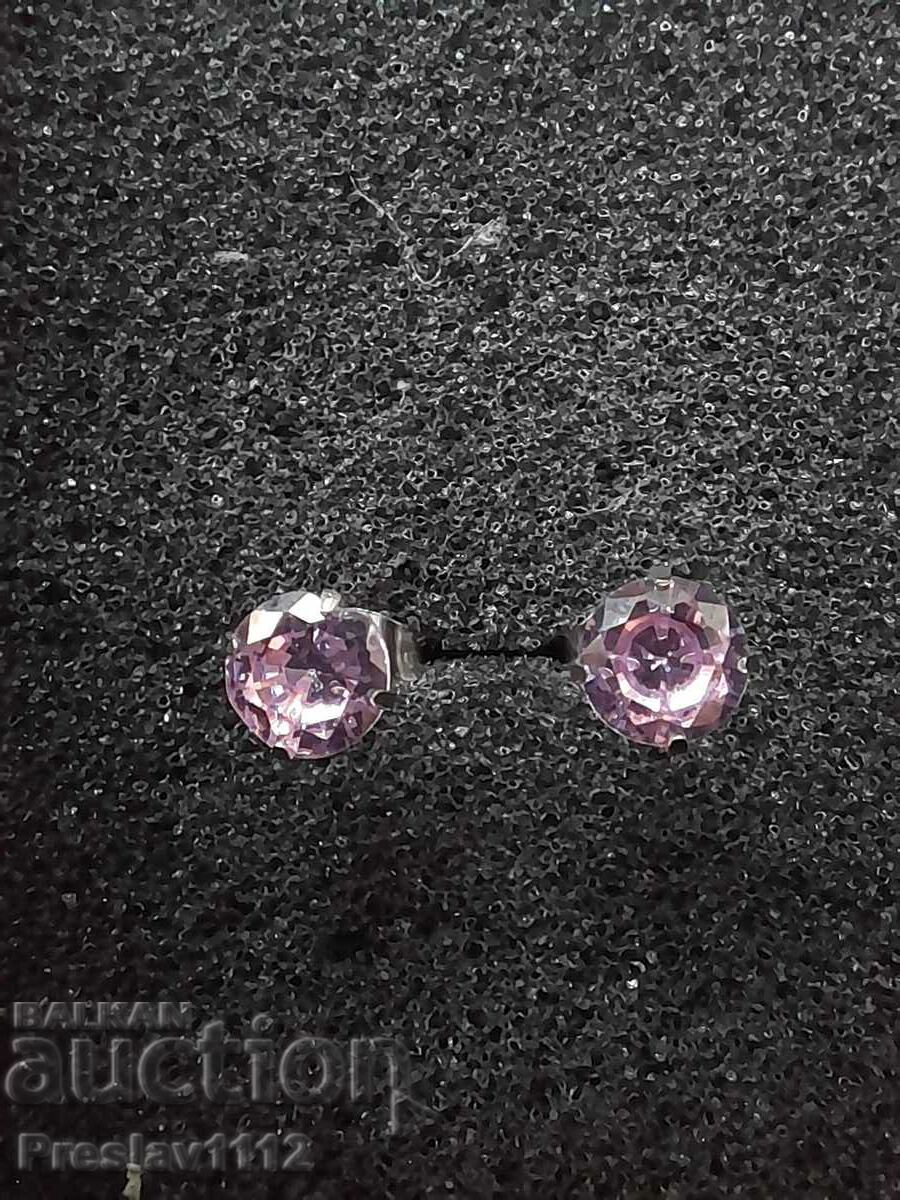 Silver earrings with Pink Sapphire