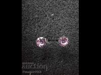 Ασημένια σκουλαρίκια με ροζ ζαφείρι