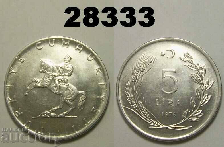 Turcia 5 Lire 1976 UNC Excelent