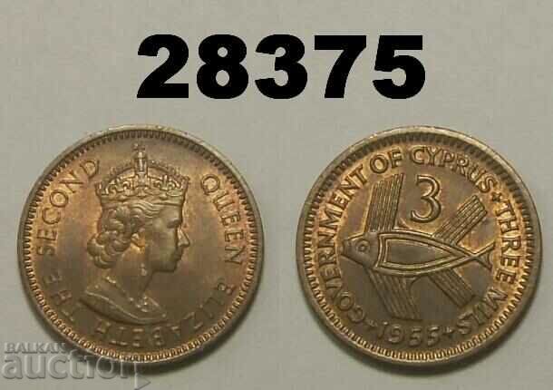 Cyprus 3 mils 1955