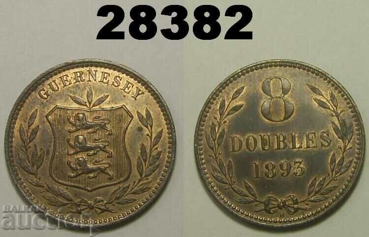 Guernsey 8 doubles 1893 AUNC