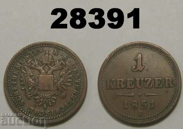 Austria 1 Kreuzer 1851 B