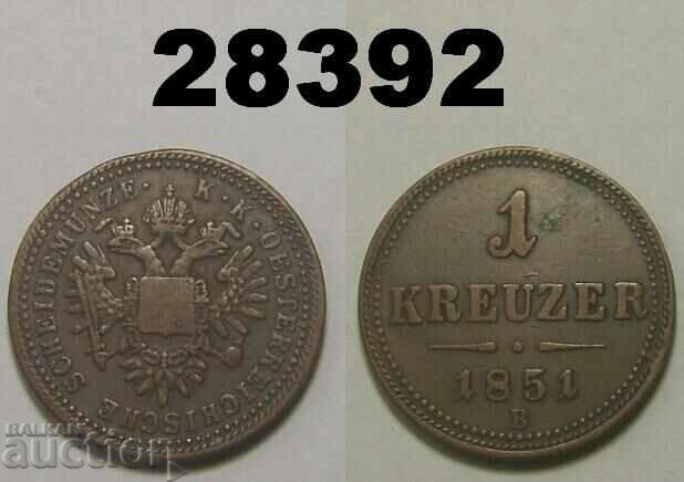 Austria 1 Kreuzer 1851 B