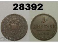 Австрия 1 кройцер 1851 B