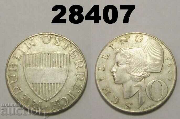 Austria 10 Shillings 1957 Silver