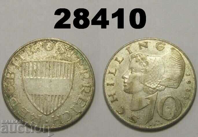 Austria 10 Shillings 1958 Silver